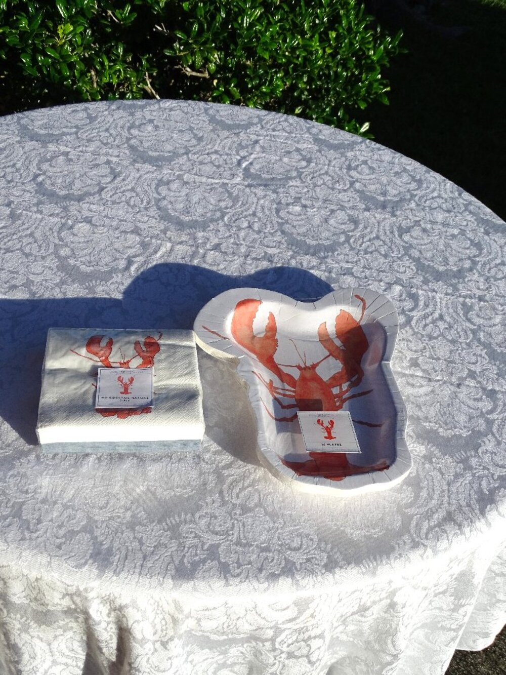 Lobster Die Cut 12 Paper Plates with matching Cocktail Napkins